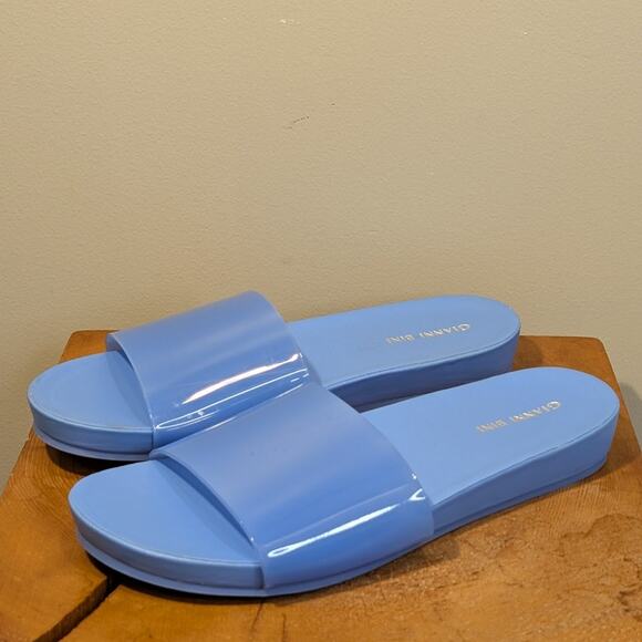 Gianni Bini Slides Blue Jelly Pool Beach Vacation Travel Pop of Color - Size 8 - Picture 2 of 5